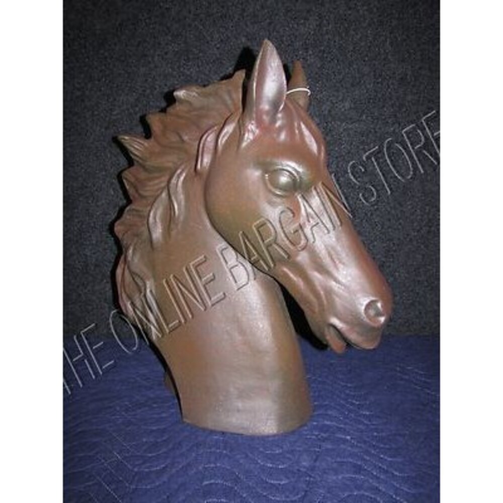 Pottery Barn Bronzed Horse Head antique Equestrian Sculpture country western art